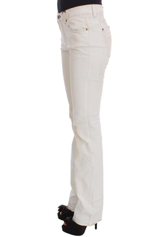 Costume National Damen Weiße Baumwolle Slim Fit Bootcut Jeans