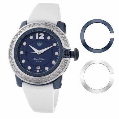 Glam Rock Damenuhr Quartz Silber Blau
