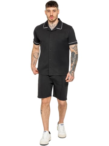 Enzo | Mens Piping Shirt & Shorts Trainingsanzug Set