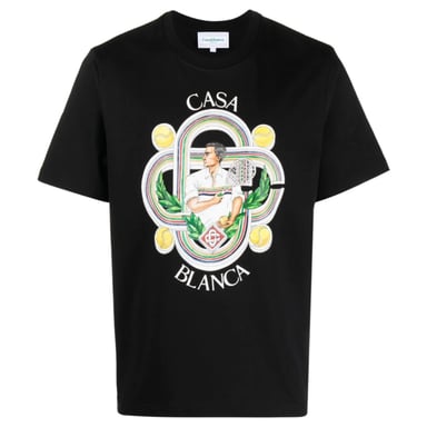 Casablanca Le Joueur Design Schwarzes T-Shirt