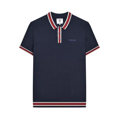 Lambretta - "Valero" Poloshirt Mit kontrastfarbenen Streifen für Herren kurzärmlig (Marineblau)