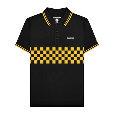 Lambretta - "SS25" Poloshirt Mit kontrastfarbenen Streifen für Herren (Schwarz/Gold)