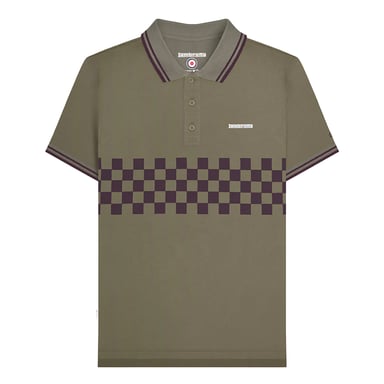 Lambretta - "SS25" Poloshirt Mit kontrastfarbenen Streifen für Herren (Khakigrün/Graubraun)