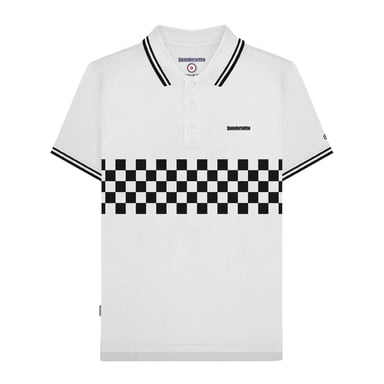 Lambretta - "SS25" Poloshirt Mit kontrastfarbenen Streifen für Herren (Weiß/Schwarz)