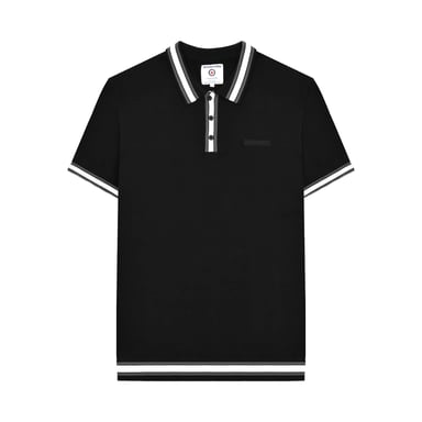 Lambretta - "Valero" Poloshirt Mit kontrastfarbenen Streifen für Herren kurzärmlig (Schwarz)