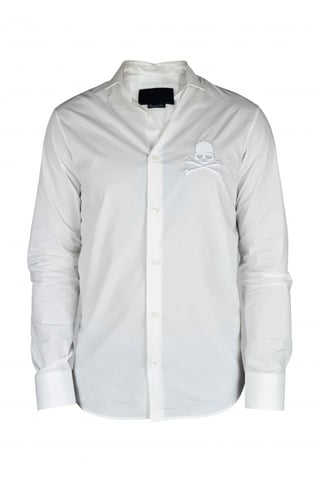 Philipp Plein Diamond Cut LS Skull hemd Weiß