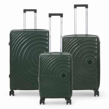 Erweiterbares dunkelgrünes Hartschalen-Handgepäck-Set mit 8 Rädern