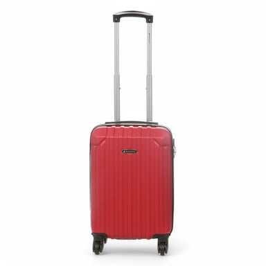 Hartschalen-Handgepäckkoffer aus rotem ABS mit 8 Rädern, unter dem Sitz verstaubar