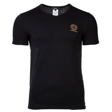 Versace Short Sleeves V Neck Jersey Topeka Bi-Stretch Cotton Organic New Logo T-Shirt
