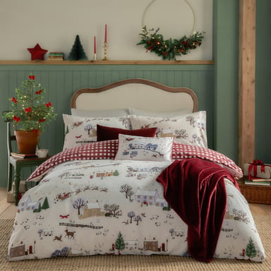 Furn Cotswolds Weihnachts Bedrucktes Wendebettwäsche-Set