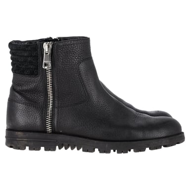 Gucci Micro GG Reißverschluss-Stiefeletten aus schwarzem Leder