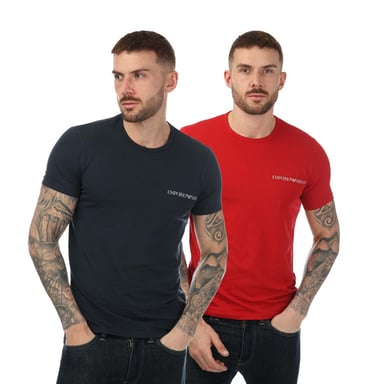 Emporio Armani - T-Shirt Rundhalsausschnitt für Herren(2er-Pack) (Marineblau/Rot)