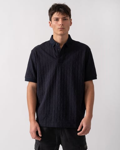 Armani Exchange Mens Regular Fit Polo Shirt with Tone-On-Tone Allover Logo
