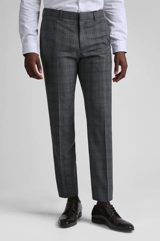 Zion Charcoal Text Check Slim Trousers