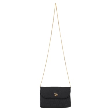 Dior Trotter Chain Schultertasche aus schwarzem Canvas