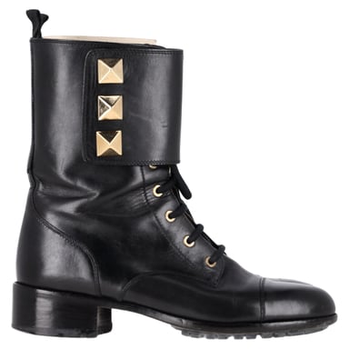 Valentino – Rockstud – Schnürstiefeletten aus schwarzem Leder
