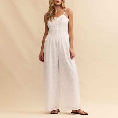 Nobodys Child Tricia Broderie Anglaise Jumpsuit für Frauen in Weiß
