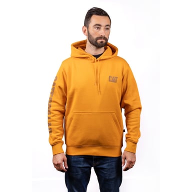 Caterpillar Markenbanner Baumwolle Herren Gelbes Kapuzensweatshirt