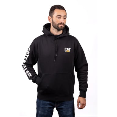 Caterpillar Markenbanner Baumwolle Herren Schwarz Kapuzensweatshirt