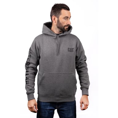 Caterpillar Markenbanner Baumwoll Herren Grauer Kapuzenpullover