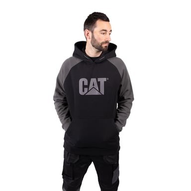 Caterpillar Raglan Baumwoll Herren Schwarz Kapuzenpullover