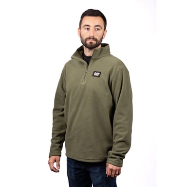 Caterpillar Cat Mikrofleece Viertel-Zip Polyester Herren grünes Sweatshirt
