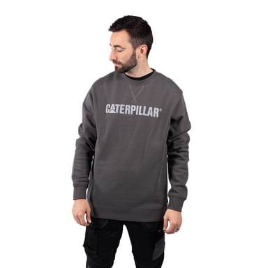 Caterpillar mittelgewichtiger Rundhals Baumwolle Herren Graues Sweatshirt