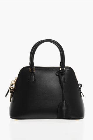 MM11 Leder 5AC Handtasche mit abnehmbarem Schultergurt in Schwarz