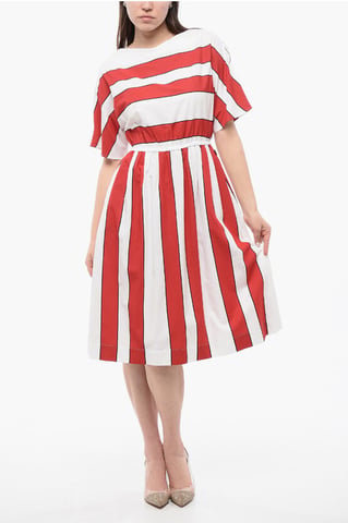 Gestreiftes ärmelloses Kleid SCULLY in Bianco, Rosso