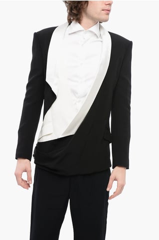 Doppellagiger DECONSTRUCTED Blazer mit Schalkragen in Schwarz & Weiß