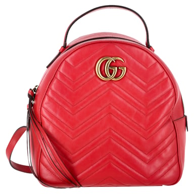 Gucci – Gesteppte Marmont-Rucksacktasche aus rotem Leder