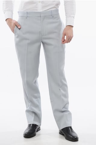 Off-White Chinohose aus Schurwolle mit Reißverschluss am Knöchel - Hellblau