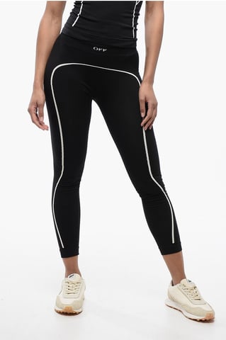 Nahtlose Leggings aus Stretch-Nylon in Schwarz