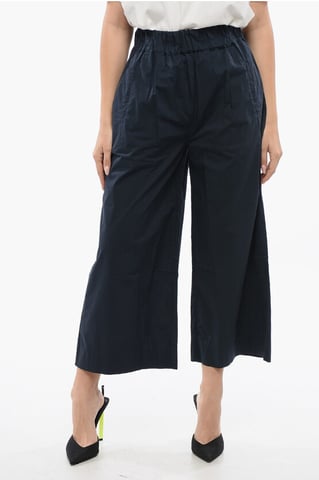 Cropped-Fit-Hose aus Popeline-Baumwolle in Blau