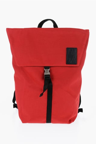 Zweifarbiger CITY FLAP Nylon-Rucksack in Nero, Rosso