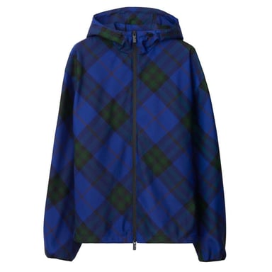 Burberry – Blaue Kapuzenjacke mit House-Check