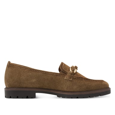 Tamaris Damen Loafer Schuhe aus Wildleder in Kamelbraun