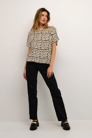 Kurzarm-Bluse Relaxed fit Black_Sand Graphic Dot black