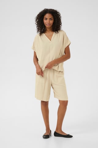 Kurzarm-Bluse Loose fit Feather Gray beige