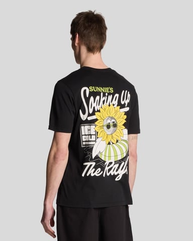 Lyle & Scott Sunnies T-Shirt mit Poolbar-Grafik – Schwarz