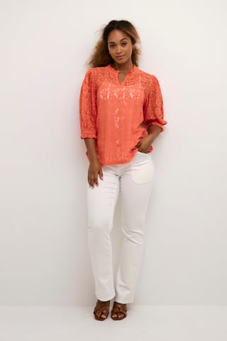 Kurzarm-Bluse A-shape Hot Coral 
