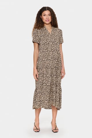 Kleid A-shape Creme Leopard Strokes animal
