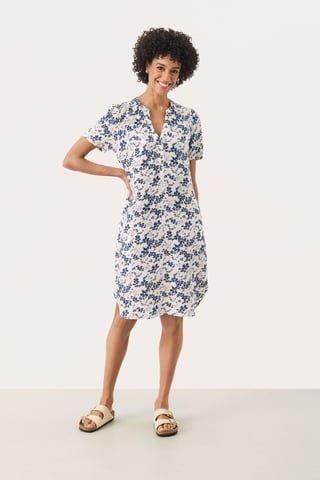 Kleid Gerade Passform white blue
