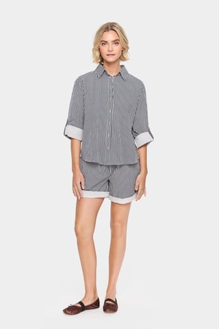 Langarm - Hemd Lockere Passform Ice Nightsky Stripe blue white