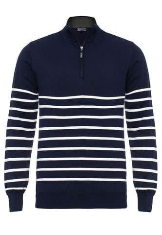 Halber Reißverschluss Gestreifter Pullover Abilo