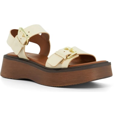 Dune Luno Leder Damen Ecru Sandalen