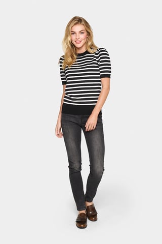 Strickpullover Gerade Passform black offwhite