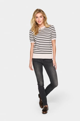 Strickpullover Gerade Passform black offwhite