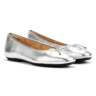 FitFlop Delicato Damen-Silber-Flats Aus Leder