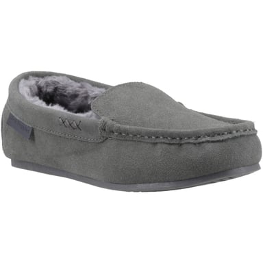 Hush Puppies Annie Mokassin Wildleder Damen Grau Hausschuhe